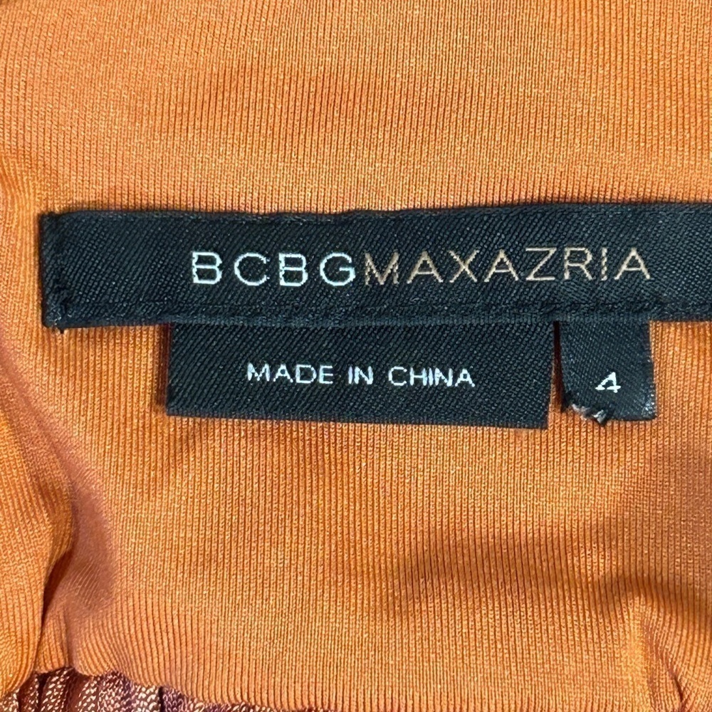 BCBG MAXAZRIA Mini Rust Empire Waist Spaghetti Strap Rhinestone Dress Size-4 EUC - Picture 5 of 8